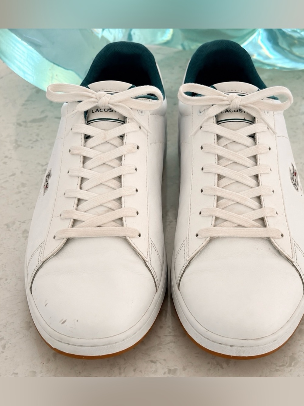 Lacoste Carnaby Evo Leather Sneakers Men’s 13 White Green Gum Sole Casual Shoes